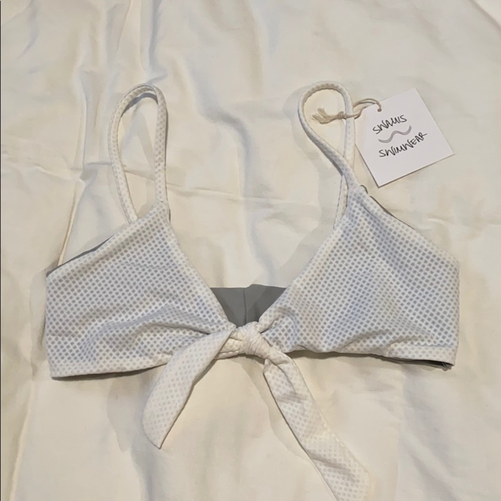 White Tie-Front Bikini Top